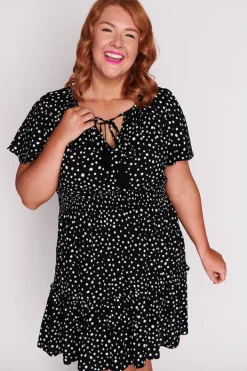 Lorraine Designs Casual Dresses | Fit & Flare Dresses*Kimberley Black Irregular Spot Dress