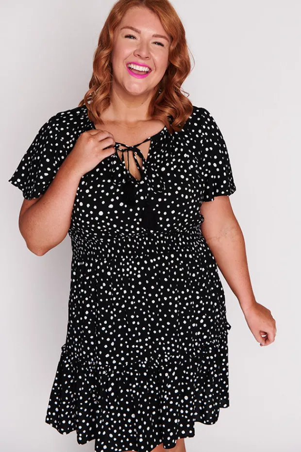 Lorraine Designs Casual Dresses | Fit & Flare Dresses*Kimberley Black Irregular Spot Dress