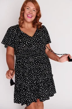 Lorraine Designs Casual Dresses | Fit & Flare Dresses*Kimberley Black Irregular Spot Dress