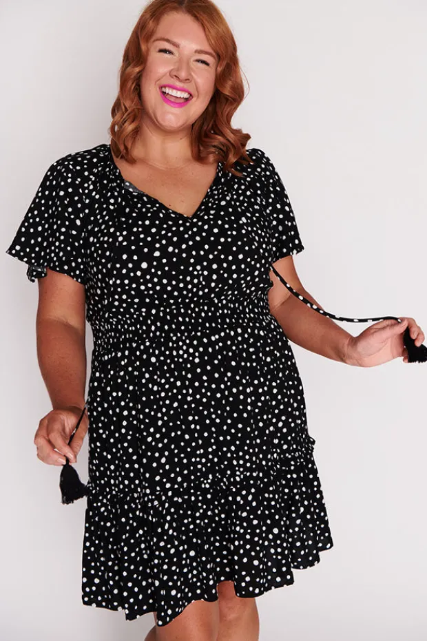 Lorraine Designs Casual Dresses | Fit & Flare Dresses*Kimberley Black Irregular Spot Dress