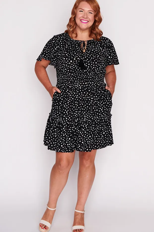Lorraine Designs Casual Dresses | Fit & Flare Dresses*Kimberley Black Irregular Spot Dress