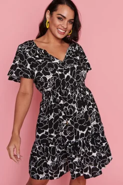 Lorraine Designs Casual Dresses | Fit & Flare Dresses*Kimberley Peonies Black & White Dress