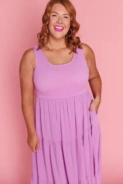 Lorraine Designs Fit & Flare Dresses | Midi Dresses*Krystie Lilac Shirred Dress