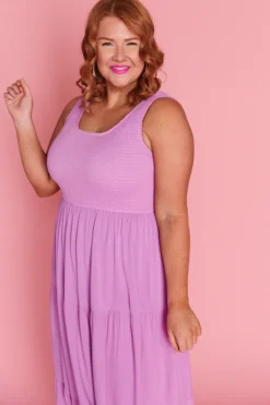 Lorraine Designs Fit & Flare Dresses | Midi Dresses*Krystie Lilac Shirred Dress