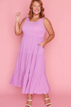 Lorraine Designs Fit & Flare Dresses | Midi Dresses*Krystie Lilac Shirred Dress