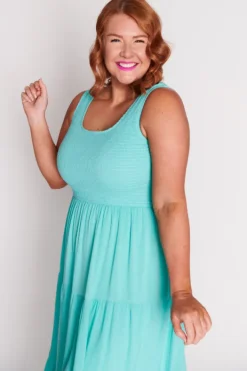 Lorraine Designs Fit & Flare Dresses | Midi Dresses*Krystie Sea Green Shirred Dress