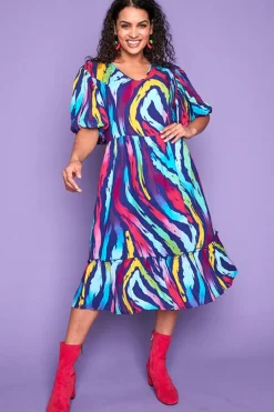 Lorraine Casual Dresses | Fit & Flare Dresses*Kyle Rainbow Zebra Dress