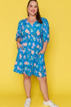 Lorraine Designs Casual Dresses | Fit & Flare Dresses*Let's Get Loud Dino Print Dress