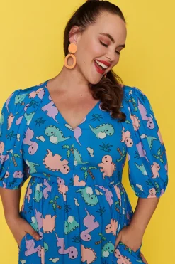 Lorraine Designs Casual Dresses | Fit & Flare Dresses*Let's Get Loud Dino Print Dress