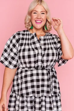 Lorraine Casual Dresses | Fit & Flare Dresses*Liam Black Gingham Dress