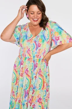 YD International Casual Dresses | Fit & Flare Dresses*Lynette Rainbow Garden Dress