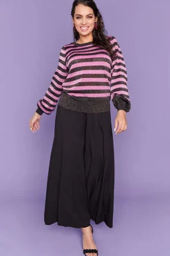 Label of Love Knits & Cardigans*Mackenzie Black Lurex Pink Stripe Jumper