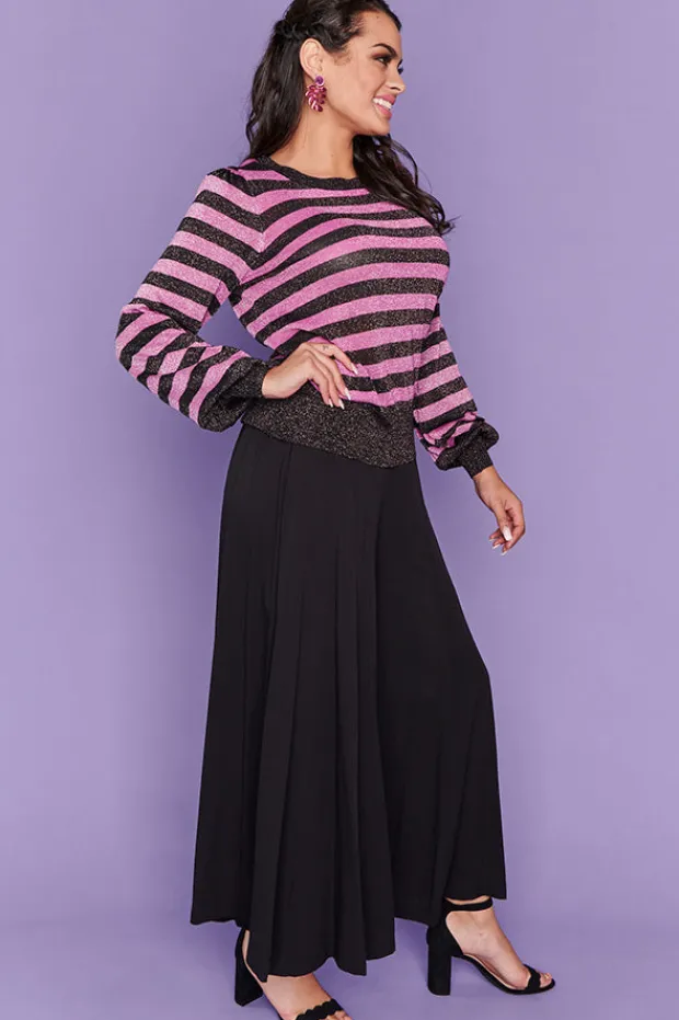 Label of Love Knits & Cardigans*Mackenzie Black Lurex Pink Stripe Jumper