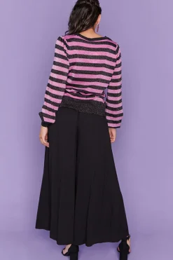 Label of Love Knits & Cardigans*Mackenzie Black Lurex Pink Stripe Jumper