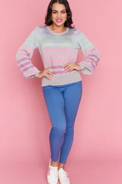 Label of Love Knits & Cardigans*Mackenzie Silver Multi Stripe Jumper