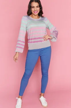 Label of Love Knits & Cardigans*Mackenzie Silver Multi Stripe Jumper
