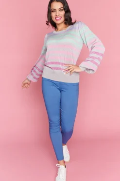 Label of Love Knits & Cardigans*Mackenzie Silver Multi Stripe Jumper