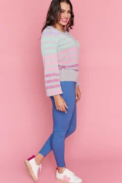 Label of Love Knits & Cardigans*Mackenzie Silver Multi Stripe Jumper