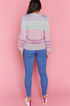 Label of Love Knits & Cardigans*Mackenzie Silver Multi Stripe Jumper