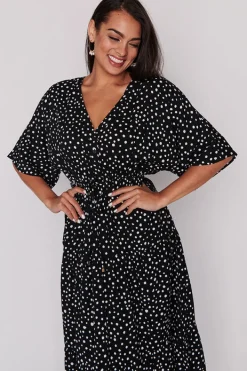 Lorraine Designs Casual Dresses | Fit & Flare Dresses*Maddie Black Irregular Spot Dress