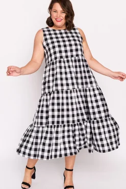 Lorraine Designs Fit & Flare Dresses | Midi Dresses*Maisy Black Gingham Dress