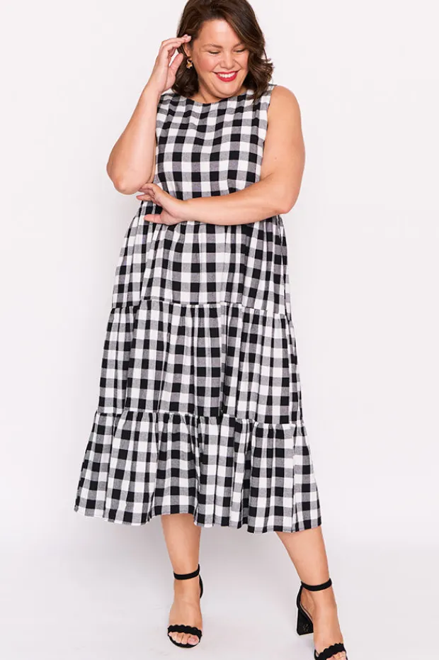 Lorraine Designs Fit & Flare Dresses | Midi Dresses*Maisy Black Gingham Dress