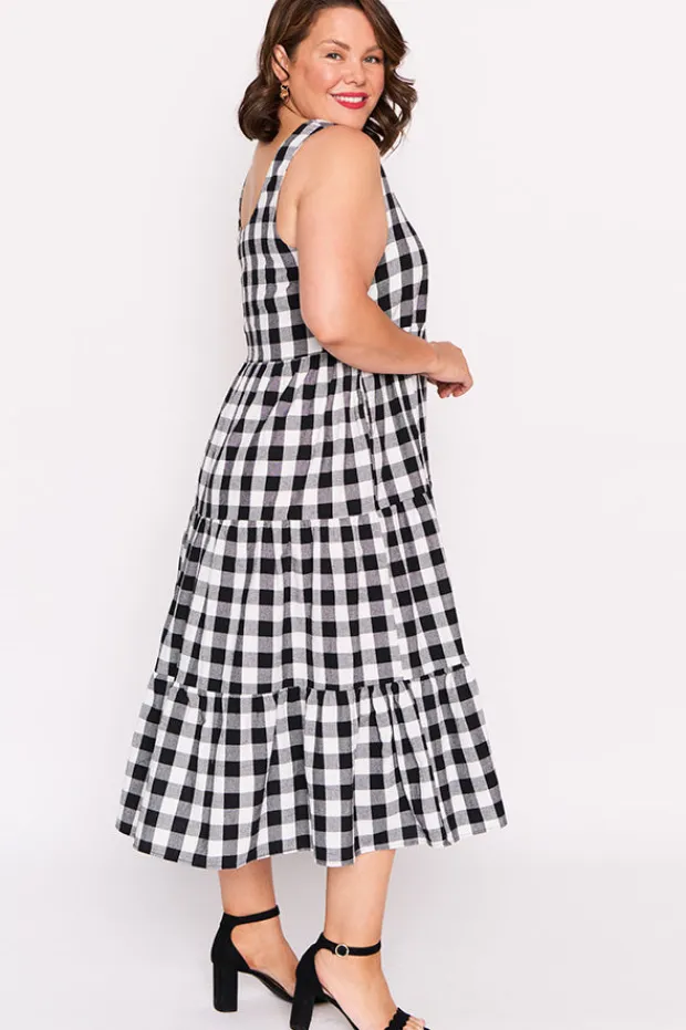 Lorraine Designs Fit & Flare Dresses | Midi Dresses*Maisy Black Gingham Dress