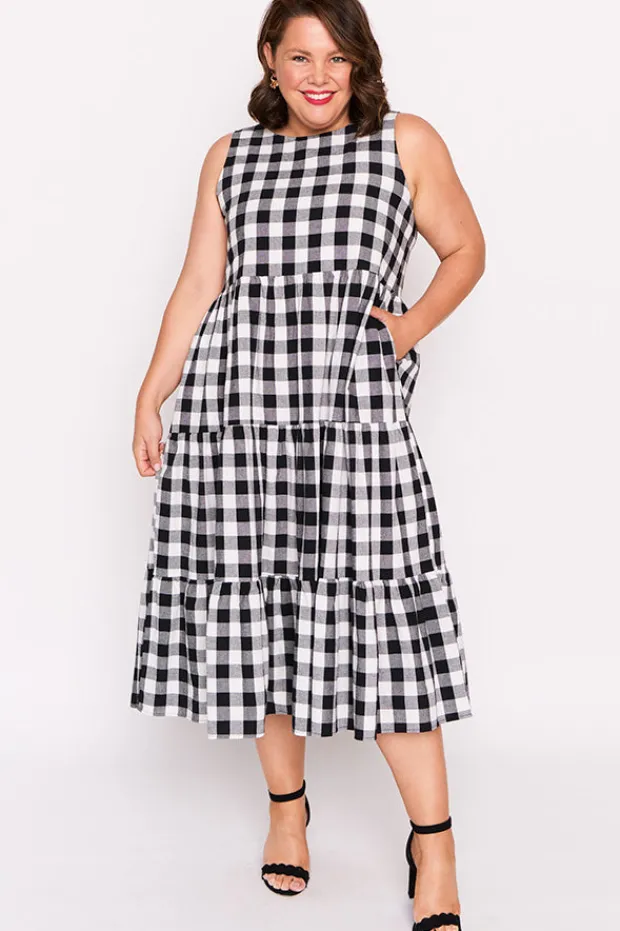 Lorraine Designs Fit & Flare Dresses | Midi Dresses*Maisy Black Gingham Dress