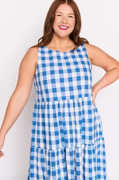 Lorraine Designs Midi Dresses | Fit & Flare Dresses*Maisy Cobalt Gingham Dress