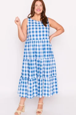Lorraine Designs Midi Dresses | Fit & Flare Dresses*Maisy Cobalt Gingham Dress