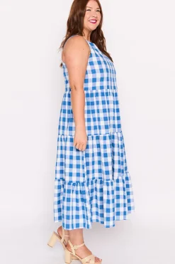 Lorraine Designs Midi Dresses | Fit & Flare Dresses*Maisy Cobalt Gingham Dress