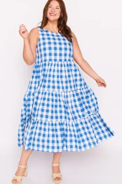Lorraine Designs Midi Dresses | Fit & Flare Dresses*Maisy Cobalt Gingham Dress