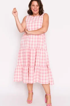 Lorraine Designs Fit & Flare Dresses | Midi Dresses*Maisy Pink Gingham Dress