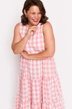Lorraine Designs Fit & Flare Dresses | Midi Dresses*Maisy Pink Gingham Dress