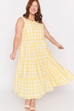Lorraine Designs Fit & Flare Dresses | Midi Dresses*Maisy Yellow Gingham Dress