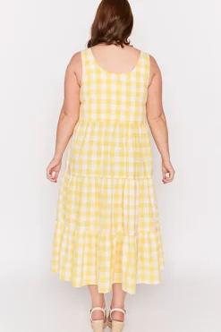 Lorraine Designs Fit & Flare Dresses | Midi Dresses*Maisy Yellow Gingham Dress