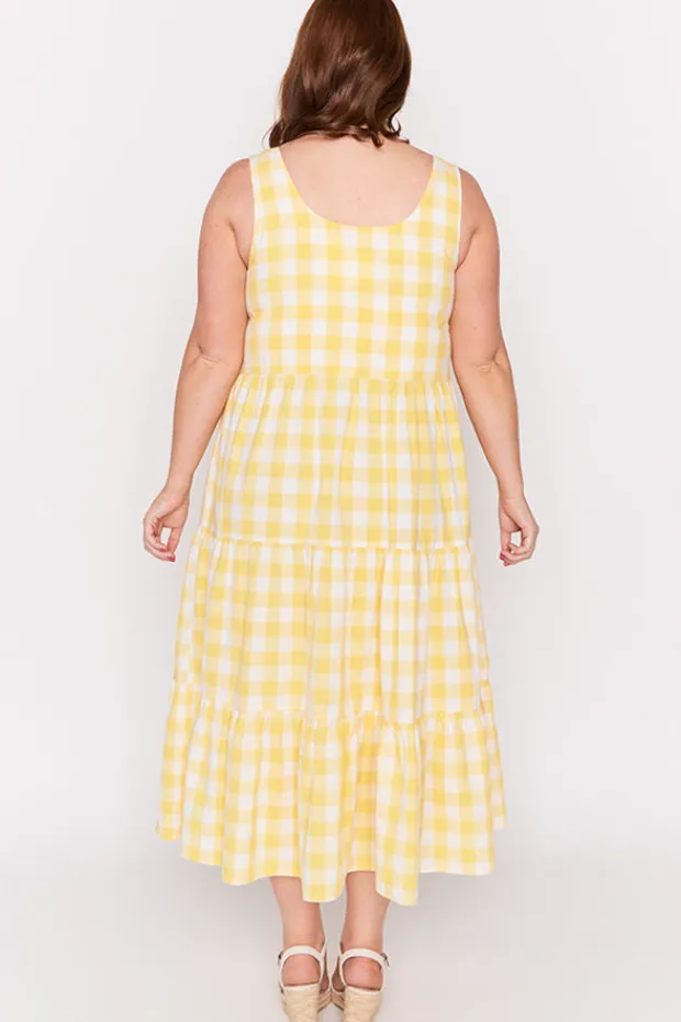 Lorraine Designs Fit & Flare Dresses | Midi Dresses*Maisy Yellow Gingham Dress