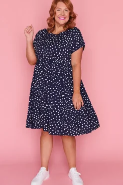 Lorraine Designs Casual Dresses | Loose Dresses*Malia Navy & White Flecks Dress