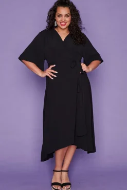 Lorraine Designs Casual Dresses | Fit & Flare Dresses*Mandy Black Wrap Dress