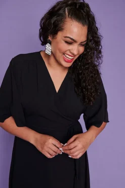 Lorraine Designs Casual Dresses | Fit & Flare Dresses*Mandy Black Wrap Dress