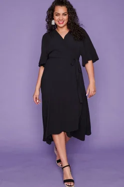 Lorraine Designs Casual Dresses | Fit & Flare Dresses*Mandy Black Wrap Dress