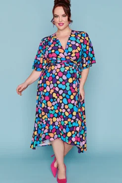 Lorraine Designs Fit & Flare Dresses | Casual Dresses*Mandy Rainbow Pebble Spots Wrap Dress