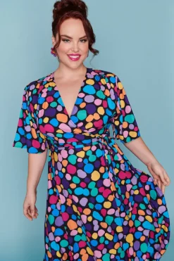 Lorraine Designs Fit & Flare Dresses | Casual Dresses*Mandy Rainbow Pebble Spots Wrap Dress
