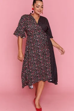 Lorraine Designs Casual Dresses | Fit & Flare Dresses*Mandy Spots & Blossoms Wrap Dress