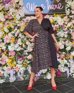 Lorraine Designs Casual Dresses | Fit & Flare Dresses*Mandy Spots & Blossoms Wrap Dress