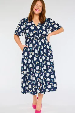 Lorraine Designs Casual Dresses | Fit & Flare Dresses*Marley Caticorns Navy Dress