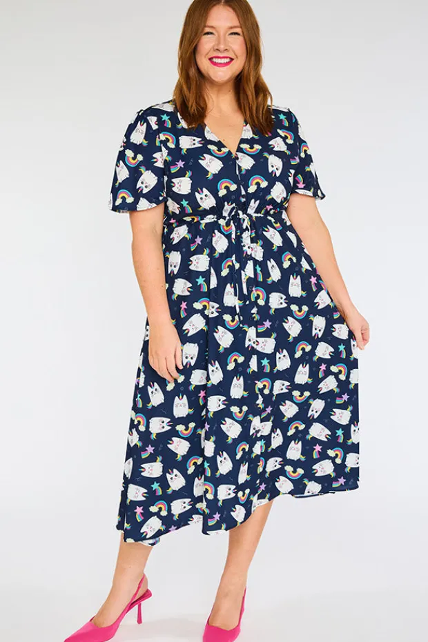 Lorraine Designs Casual Dresses | Fit & Flare Dresses*Marley Caticorns Navy Dress