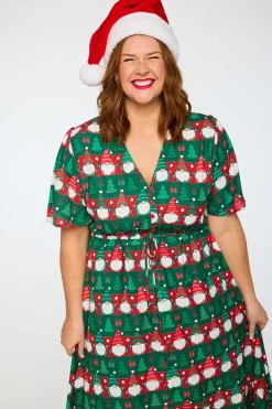 Lorraine Designs Fit & Flare Dresses | Midi Dresses*Marley Christmas Gnomes Dress
