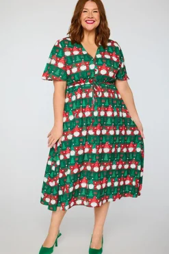 Lorraine Designs Fit & Flare Dresses | Midi Dresses*Marley Christmas Gnomes Dress