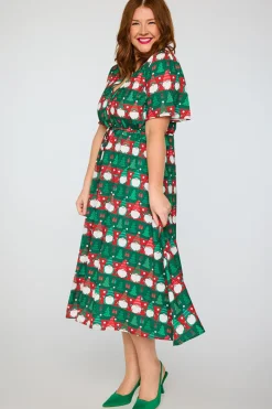 Lorraine Designs Fit & Flare Dresses | Midi Dresses*Marley Christmas Gnomes Dress